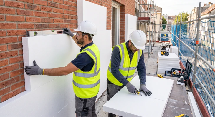 Immeuble résidentiel de 4 étages en cours de rénovation de façade
